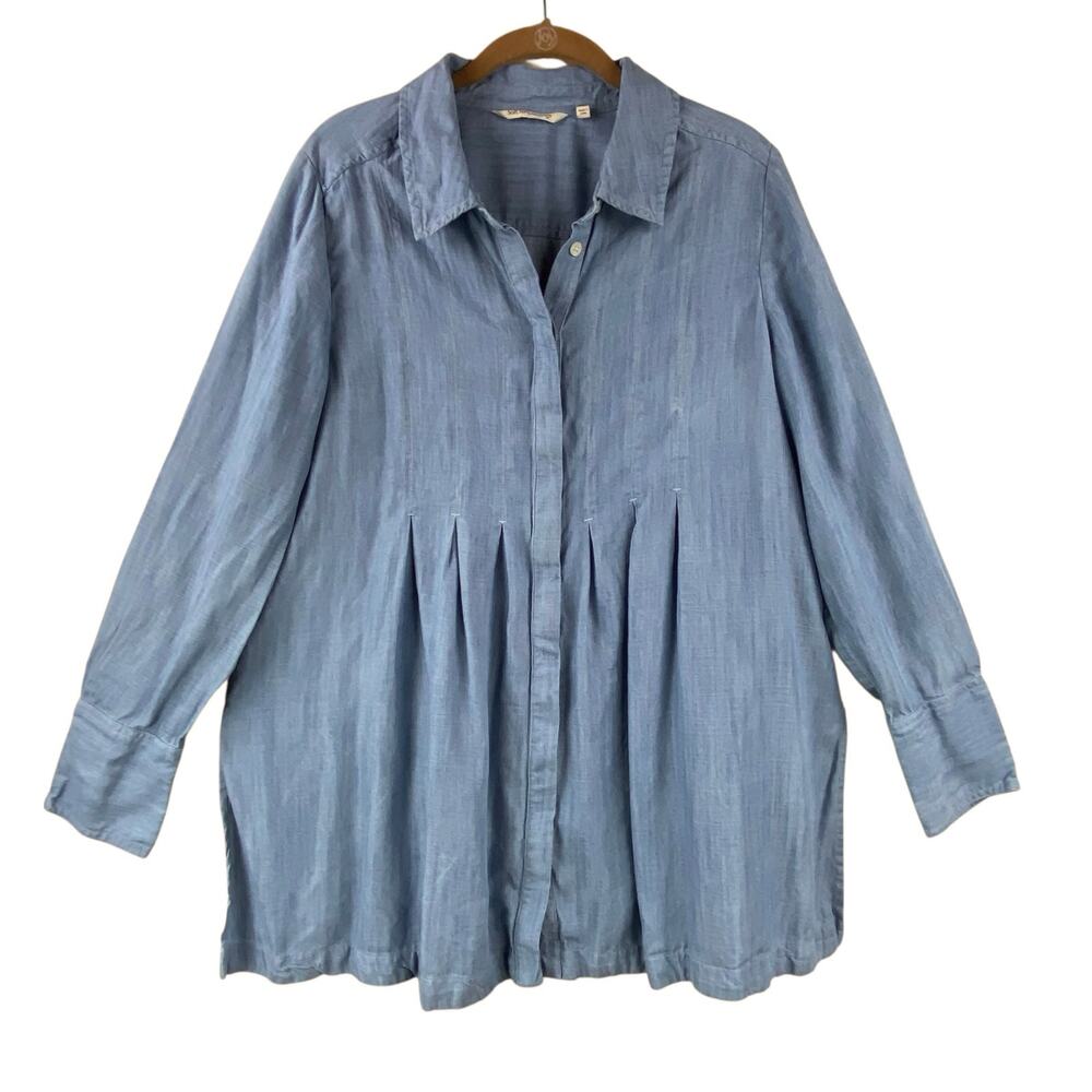 Soft Surroundings Lightweight Chambray Tunic Size M Blue